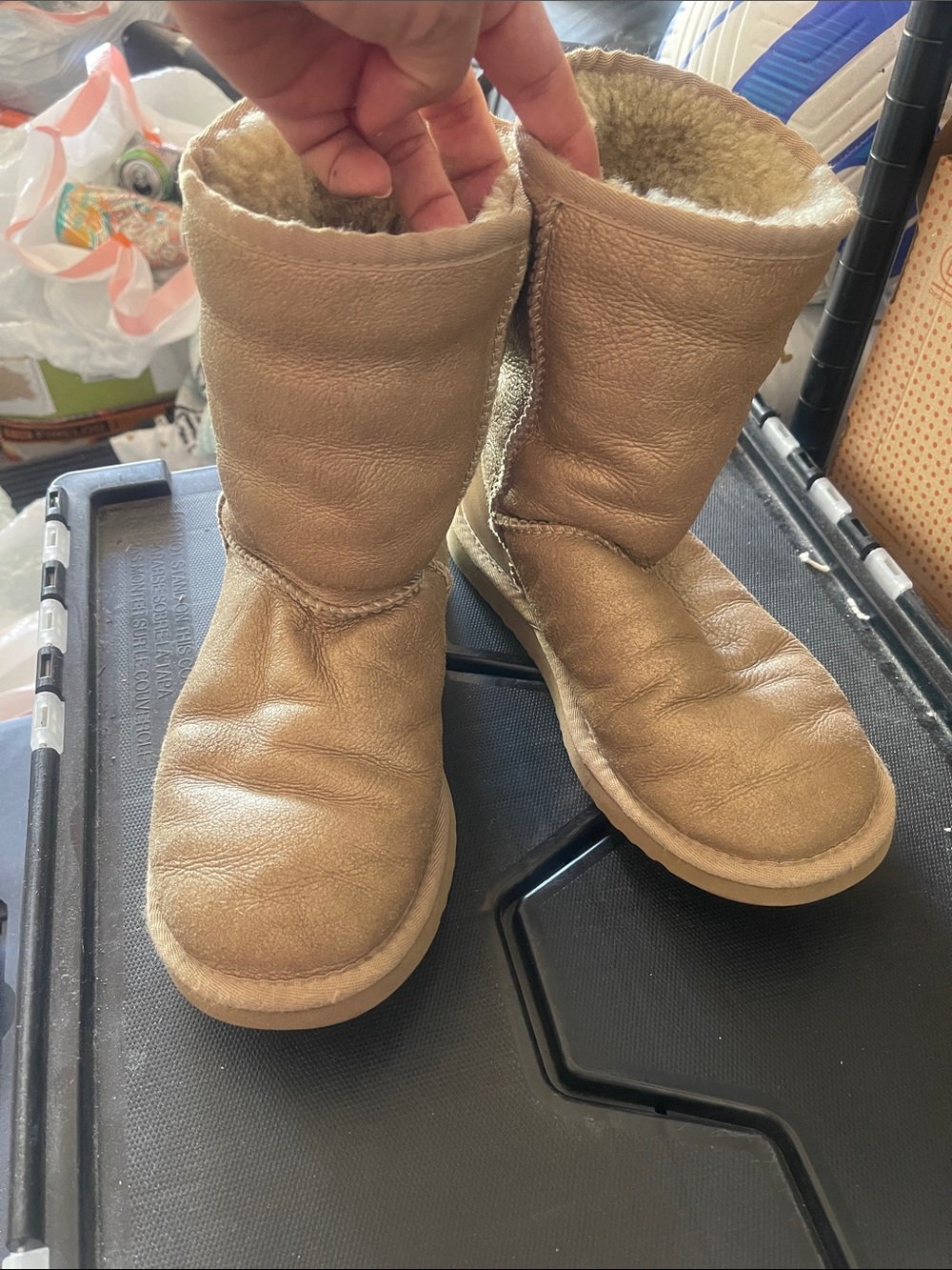 UGG Womens Chestnut/gold Shearling-Lined Mid-Calf Boots size 6